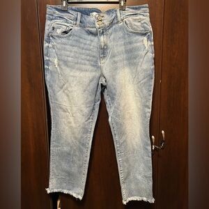 Maurices Light Blue Distressed Ankle Jeans